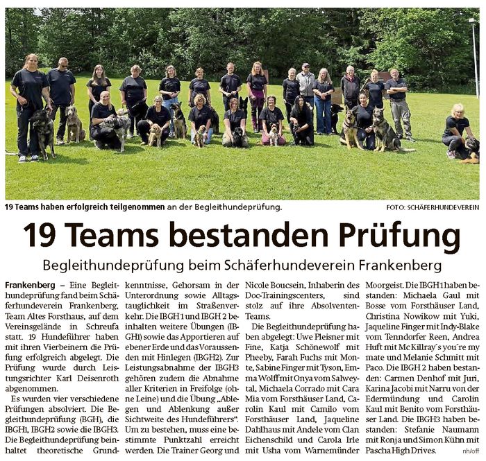 Begleithundeprüfung beim Schäferhundeverein Frankenberg, 19 Teams bestanden Prüfung